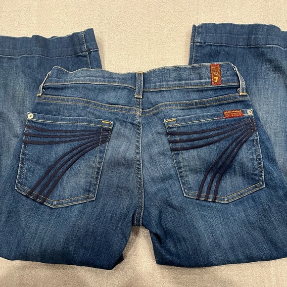 [W27]7 for All Mankind Crop Dojo Women's Low Rise Blue Jeans - Picture 8 of 10